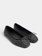 Long Tall Sally Black Diamante Ballet Pumps - Image 2 of 5