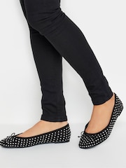 Long Tall Sally Black Diamante Ballet Pumps - Image 5 of 5