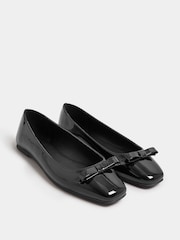 Long Tall Sally Black Ballet Bow Square Toe Pumps - Image 2 of 5