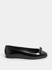 Long Tall Sally Black Ballet Bow Square Toe Pumps - Image 3 of 5