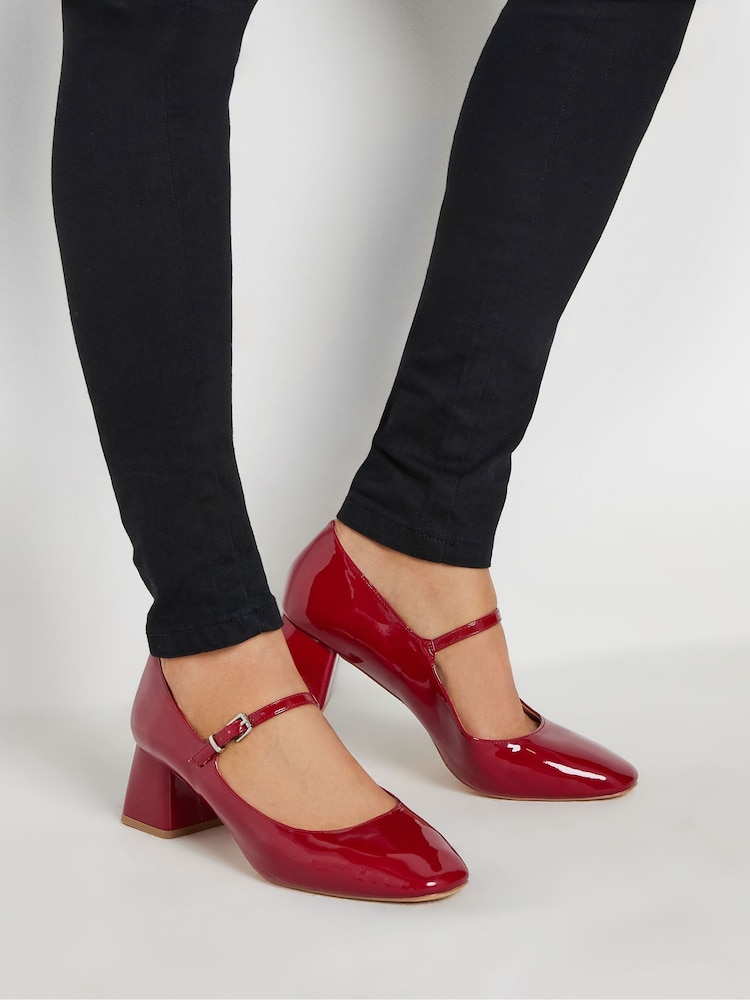 Long Tall Sally Red Mid Block Mary Jane Shoes - Image 1 of 5