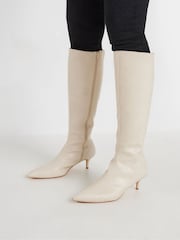 Long Tall Sally Natural Dressy Knee High Point PU Boots - Image 1 of 5