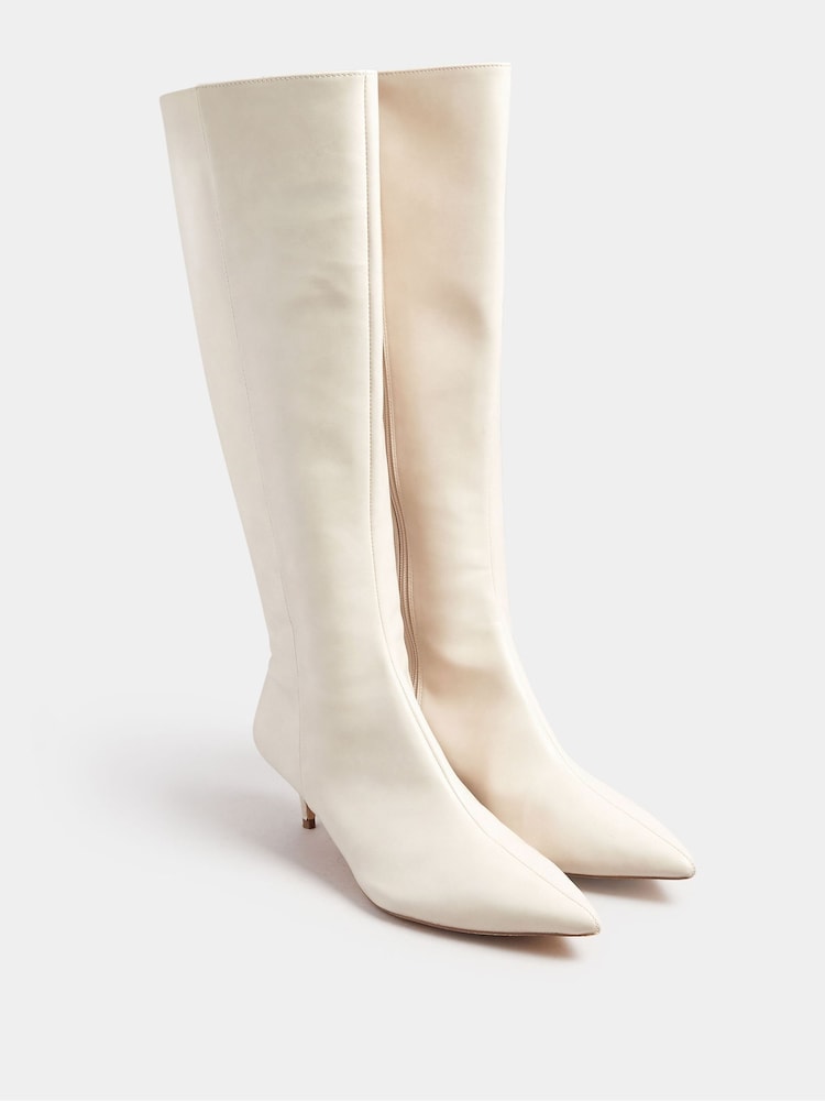 Long Tall Sally Natural Dressy Knee High Point PU Boots - Image 2 of 5