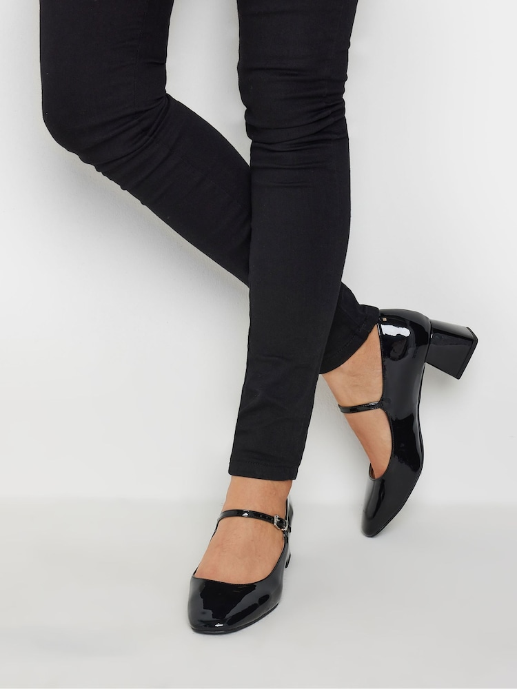 Long Tall Sally Black Mid Block Mary Jane Shoes - Image 1 of 5
