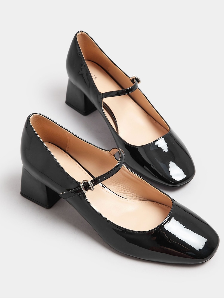 Long Tall Sally Black Mid Block Mary Jane Shoes - Image 4 of 5