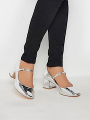 Long Tall Sally Silver Mid Block Mary Jane Shoes - Image 1 of 5