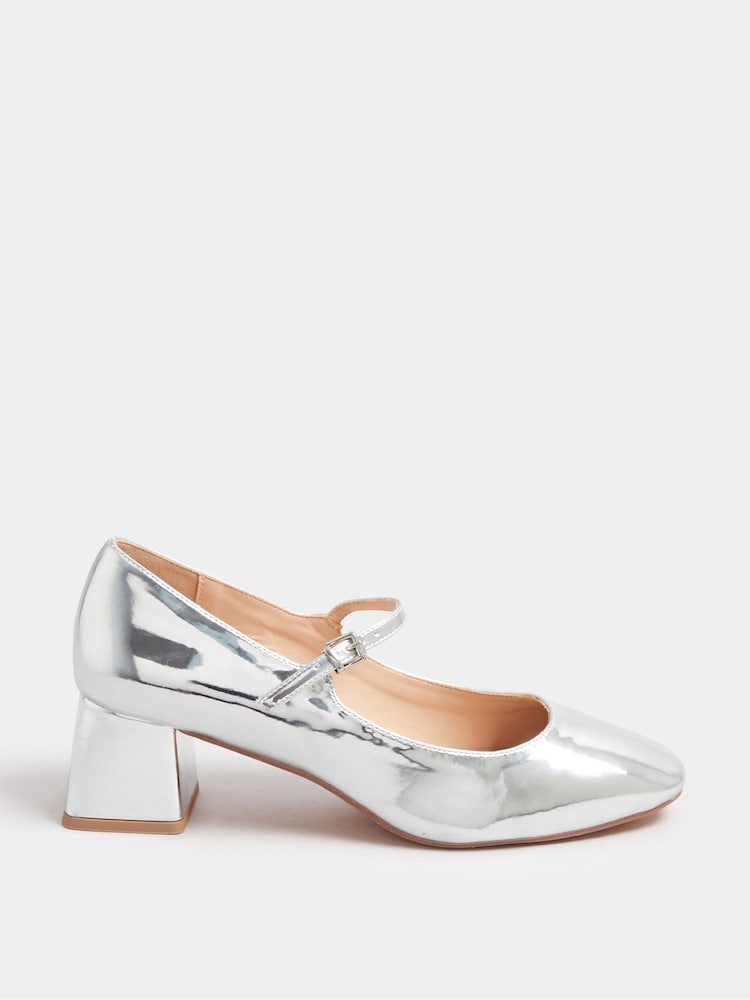 Long Tall Sally Silver Mid Block Mary Jane Shoes - Image 2 of 5
