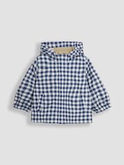 JoJo Maman Bébé Navy Gingham Hooded Jacket - Image 3 of 5