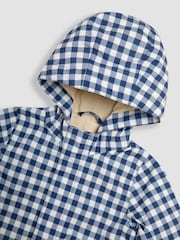 JoJo Maman Bébé Navy Gingham Hooded Jacket - Image 5 of 5