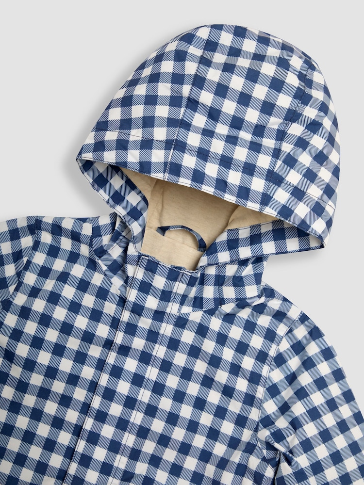 JoJo Maman Bébé Navy Gingham Hooded Jacket - Image 5 of 5