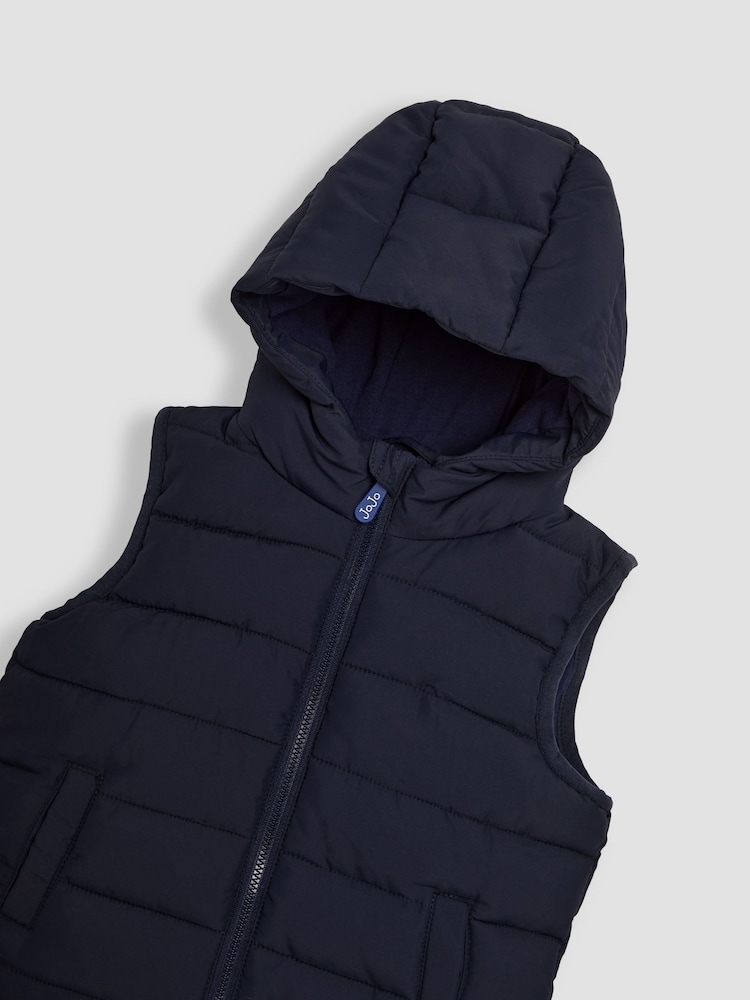 JoJo Maman Bébé Navy Quilted Puffer Gilet - Image 3 of 3