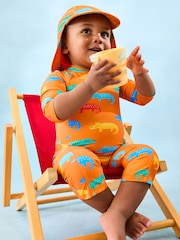 JoJo Maman Bébé Orange Crocodile Sun Protection Suit - Image 1 of 4