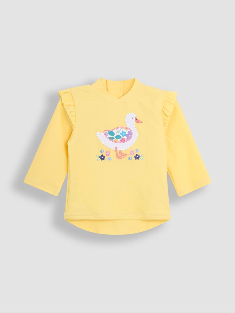 JoJo Maman Bébé Yellow Appliqué Sun Protection Rash Vest - Image 1 of 3