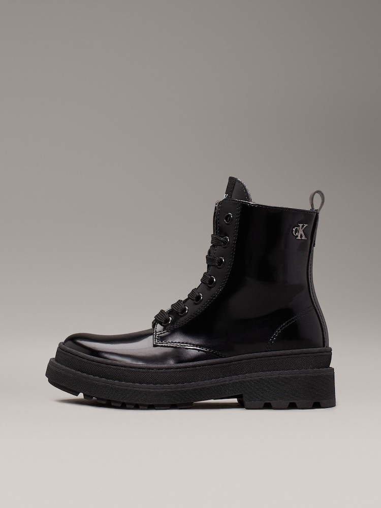 Calvin Klein Black Lace Up Boots - Image 2 of 7