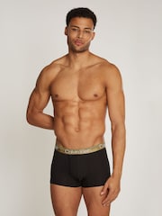 Calvin Klein Black/Natural Band Structure Cotton Trunks 3 Pack Boxers - Image 3 of 6