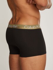 Calvin Klein Black/Natural Band Structure Cotton Trunks 3 Pack Boxers - Image 5 of 6