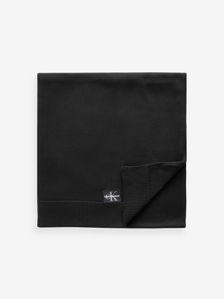 Calvin Klein Black Monogram Logo Patch Scarf - Image 1 of 4