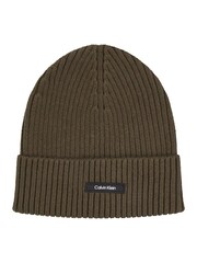 Calvin Klein Green Classic Cotton Rib Beanie - Image 1 of 3