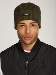 Calvin Klein Green Classic Cotton Rib Beanie - Image 3 of 3