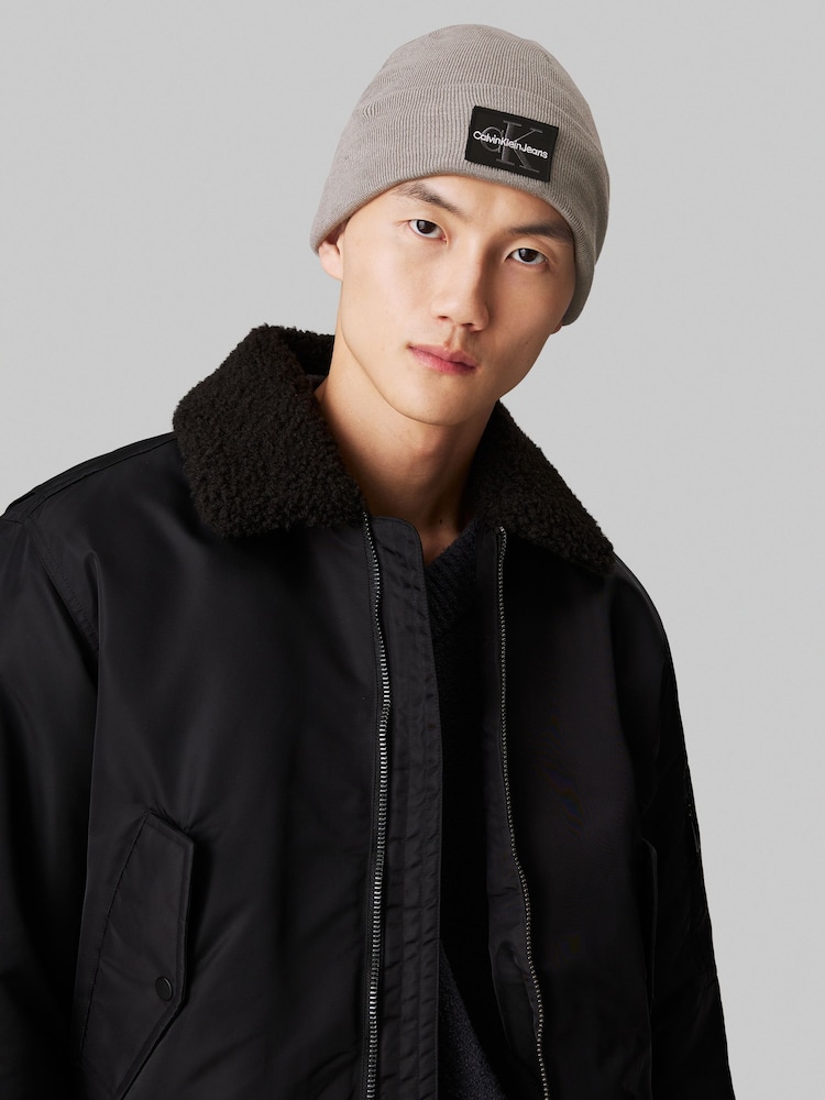 Calvin Klein Grey Logo Patch Warm Beanie - Image 5 of 5