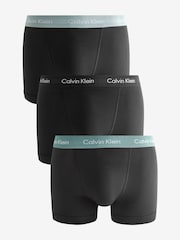 Calvin Klein Black/Turquoise Band Classic Stretch Trunks 3 Pack Boxers - Image 5 of 8