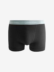 Calvin Klein Black/Turquoise Band Classic Stretch Trunks 3 Pack Boxers - Image 8 of 8