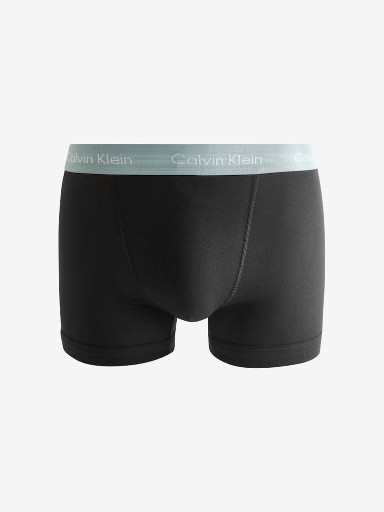 Calvin Klein Black/Turquoise Band Classic Stretch Trunks 3 Pack Boxers - Image 8 of 8