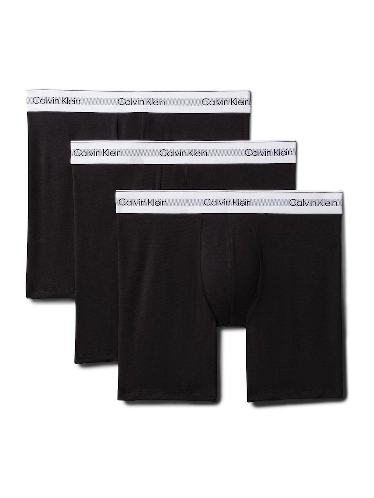 Calvin Klein Black Long Cotton Stretch Trunks 3 Pack Boxers - Image 1 of 1