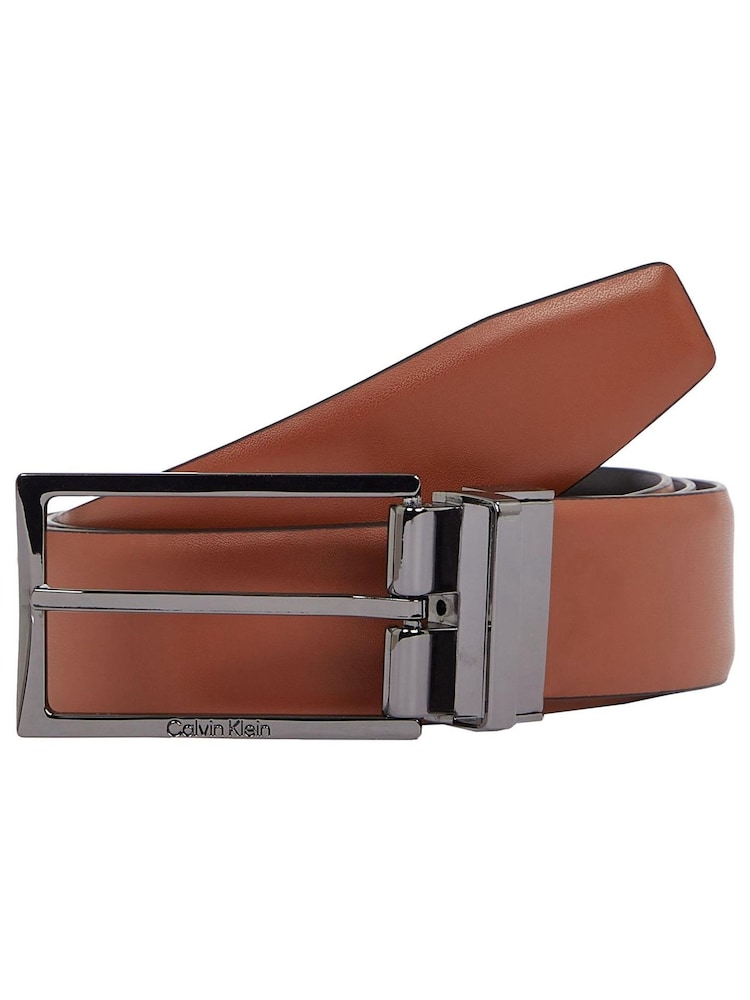 Calvin Klein Black Slim Adjustable Reversible Frame Leather Belt - Image 2 of 4 Calvin Klein Black Slim Adjustable Reversible Frame Leather Belt - Image 2 of 4