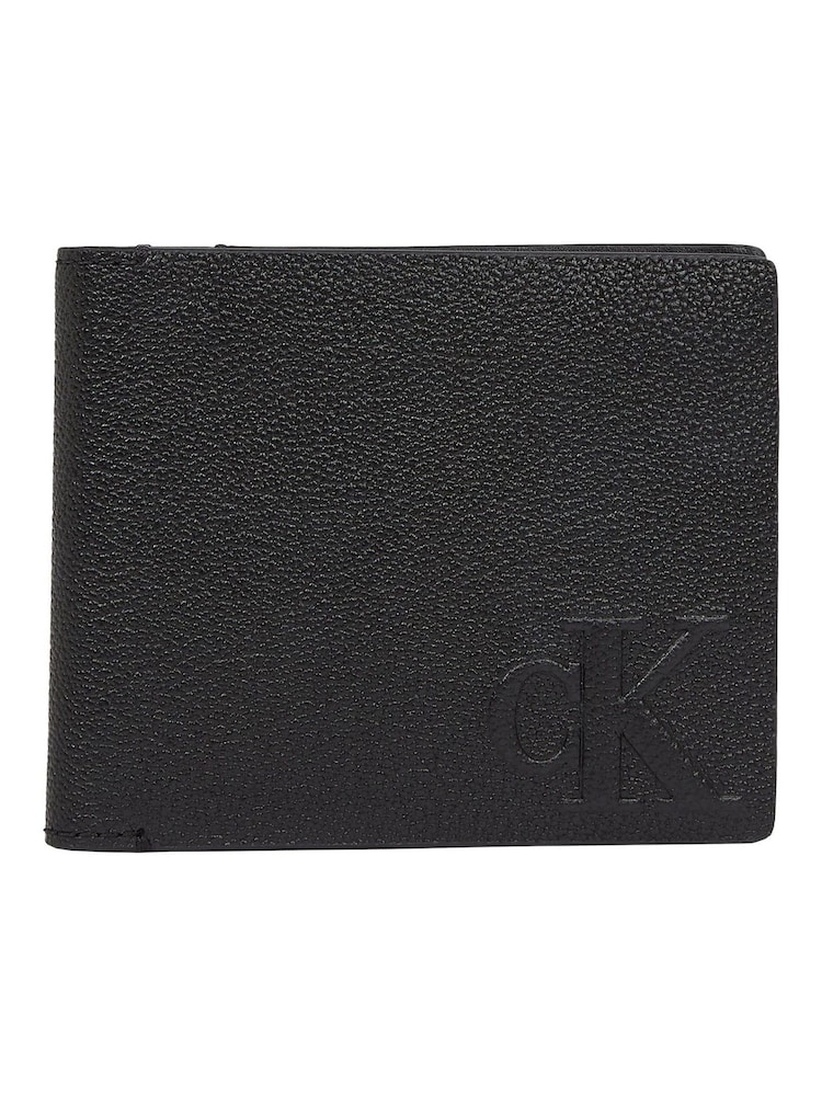 Calvin Klein Black Logo Embossed Bifold Wallet - Image 1 of 4 Calvin Klein Black Logo Embossed Bifold Wallet - Image 1 of 4