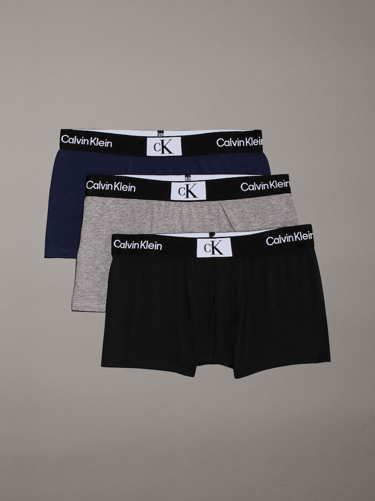 Calvin Klein Blue Trunks 3 Pack - Image 1 of 1 Calvin Klein Blue Trunks 3 Pack - Image 1 of 1