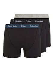 Calvin Klein Black/Blue Band Classic Stretch Trunks 3 Pack Boxers - Image 1 of 6