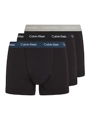 Calvin Klein Black/Blue Band Classic Stretch Trunks 3 Pack Boxers - Image 5 of 6