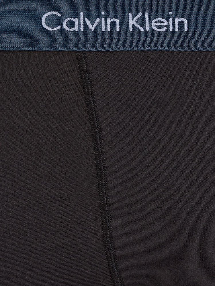 Calvin Klein Black/Blue Band Classic Stretch Trunks 3 Pack Boxers - Image 6 of 6
