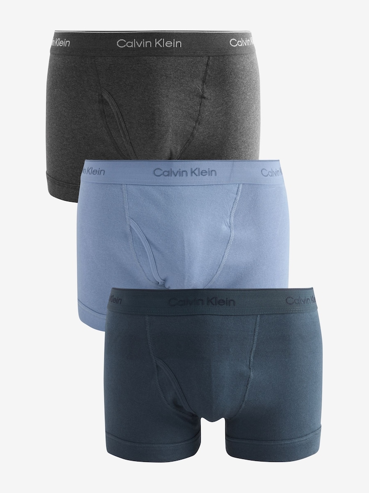 Calvin Klein Black/Blue/Navy 100% Cotton Heritage Stretch Boxers 3 Pack - Image 1 of 4