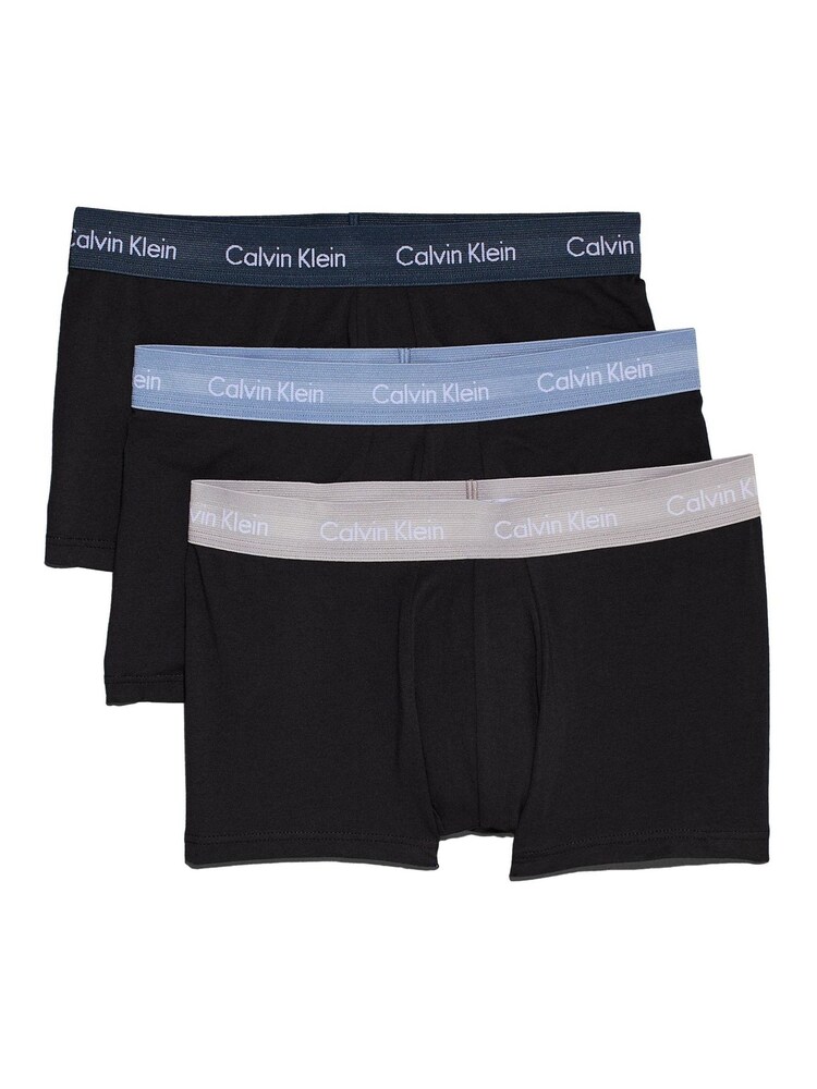 Calvin Klein Black/Blue Band Low Rise Trunks 3 Pack Boxers - Image 1 of 5