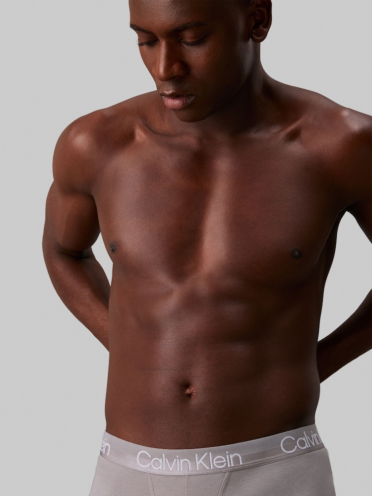 Calvin Klein Red/Grey Structure Cotton Trunks 3 Pack Boxers - Image 4 of 4