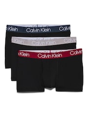 Calvin Klein Black/Dark Band Structure Cotton Trunks 3 Pack Boxers - Image 1 of 4