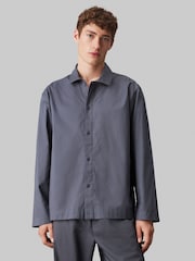 Calvin Klein Light Blue 100% Cotton Long Sleeved Button Down Pyjama Top - Image 1 of 5