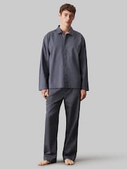 Calvin Klein Light Blue 100% Cotton Long Sleeved Button Down Pyjama Top - Image 3 of 5
