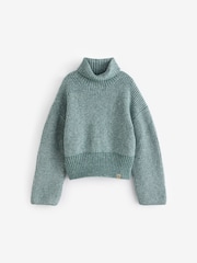 Calvin Klein Green Melange Stitch Roll Neck Jumper - Image 1 of 1