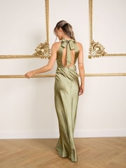 Six Stories Halter Neck Satin Flower Girl Dress - Image 2 of 6