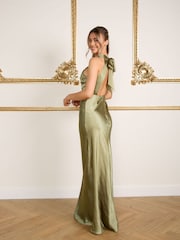 Six Stories Halter Neck Satin Flower Girl Dress - Image 3 of 6