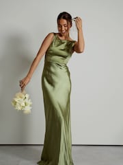 Six Stories Halter Neck Satin Flower Girl Dress - Image 5 of 6