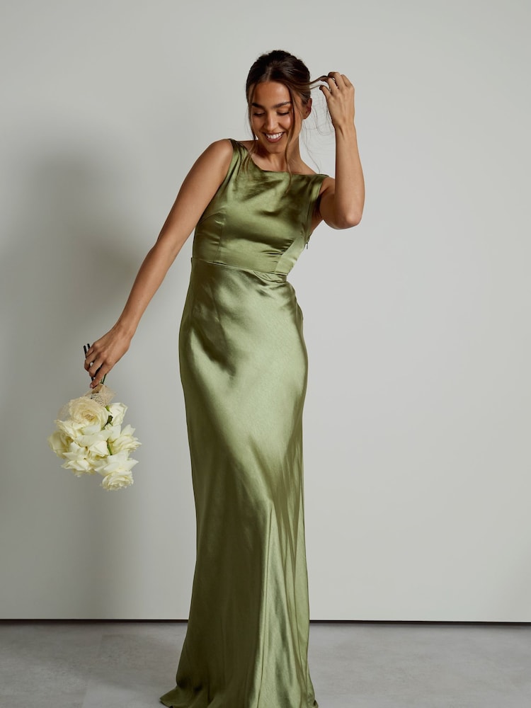 Six Stories Halter Neck Satin Flower Girl Dress - Image 5 of 6