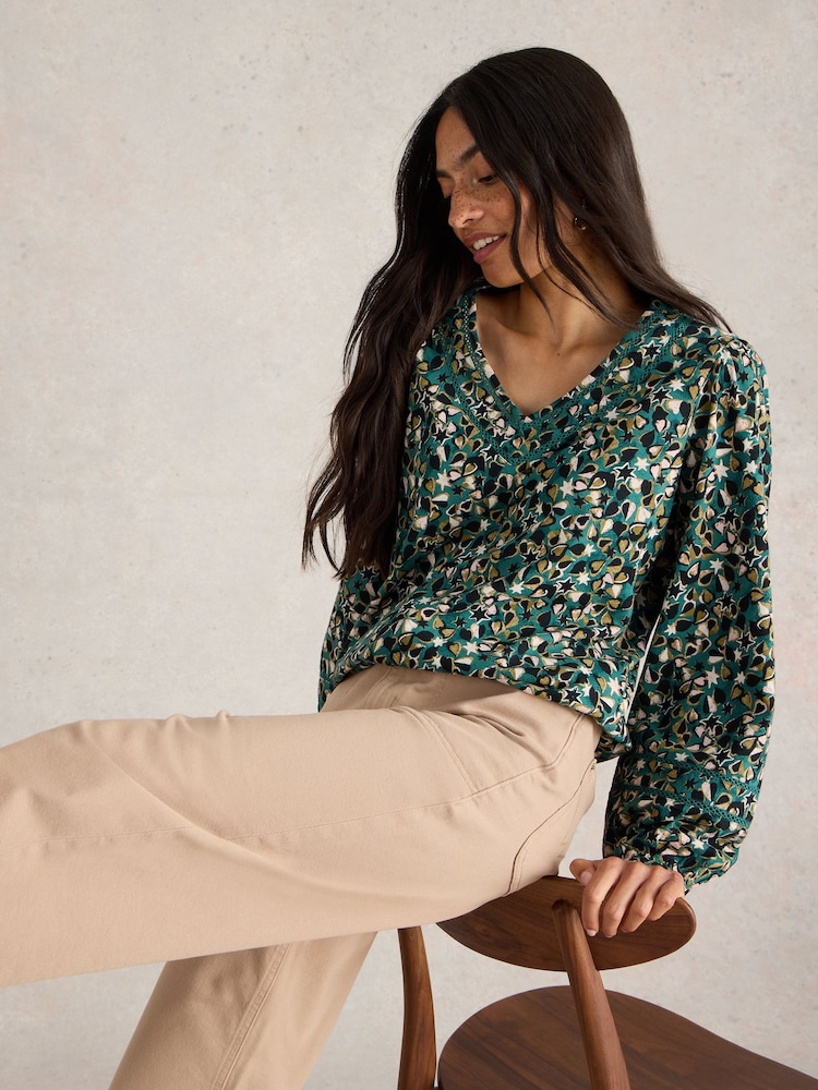 White Stuff Green Betty Tie Hem Blouse - Image 1 of 6