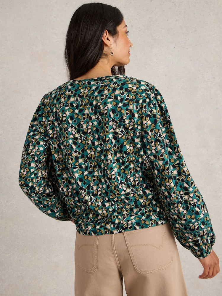 White Stuff Green Betty Tie Hem Blouse - Image 2 of 6