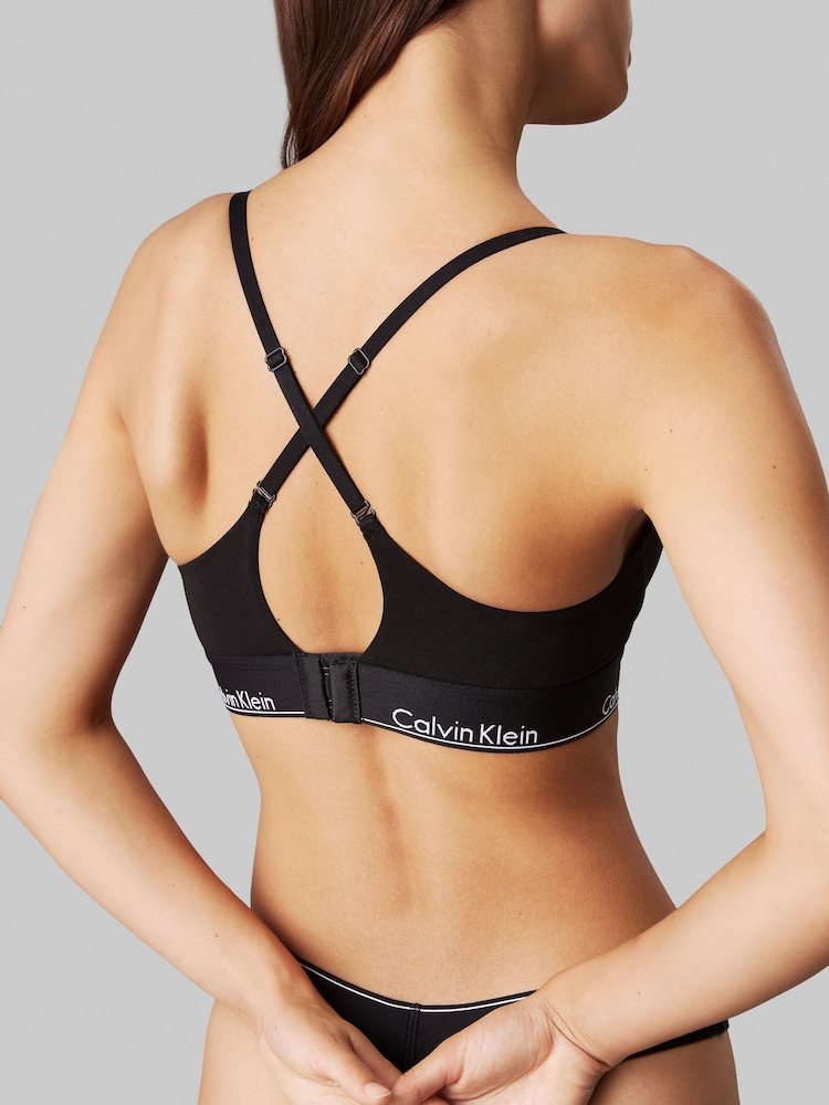 Calvin Klein Black Push Up Plunge Bra With Modern Cotton - Image 4 of 4 Calvin Klein Black Push Up Plunge Bra With Modern Cotton - Image 4 of 4