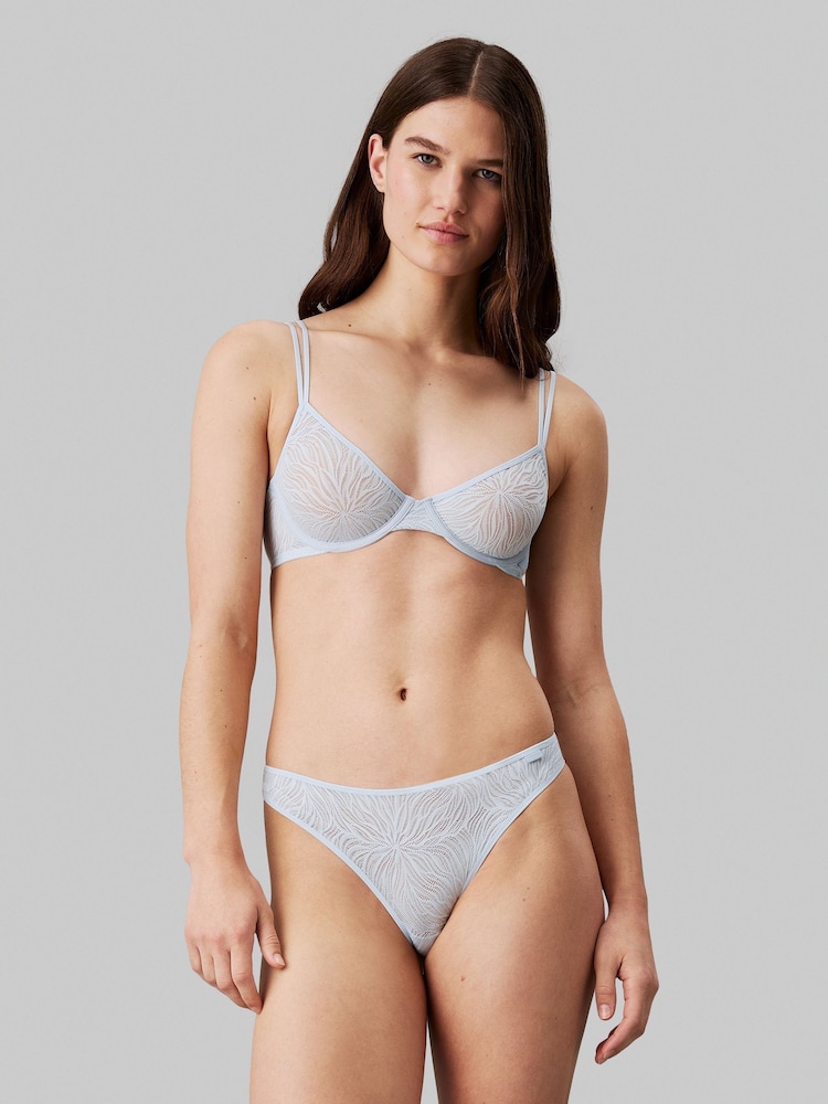 Calvin Klein Grey Sheer Masquisette Thong - Image 1 of 4