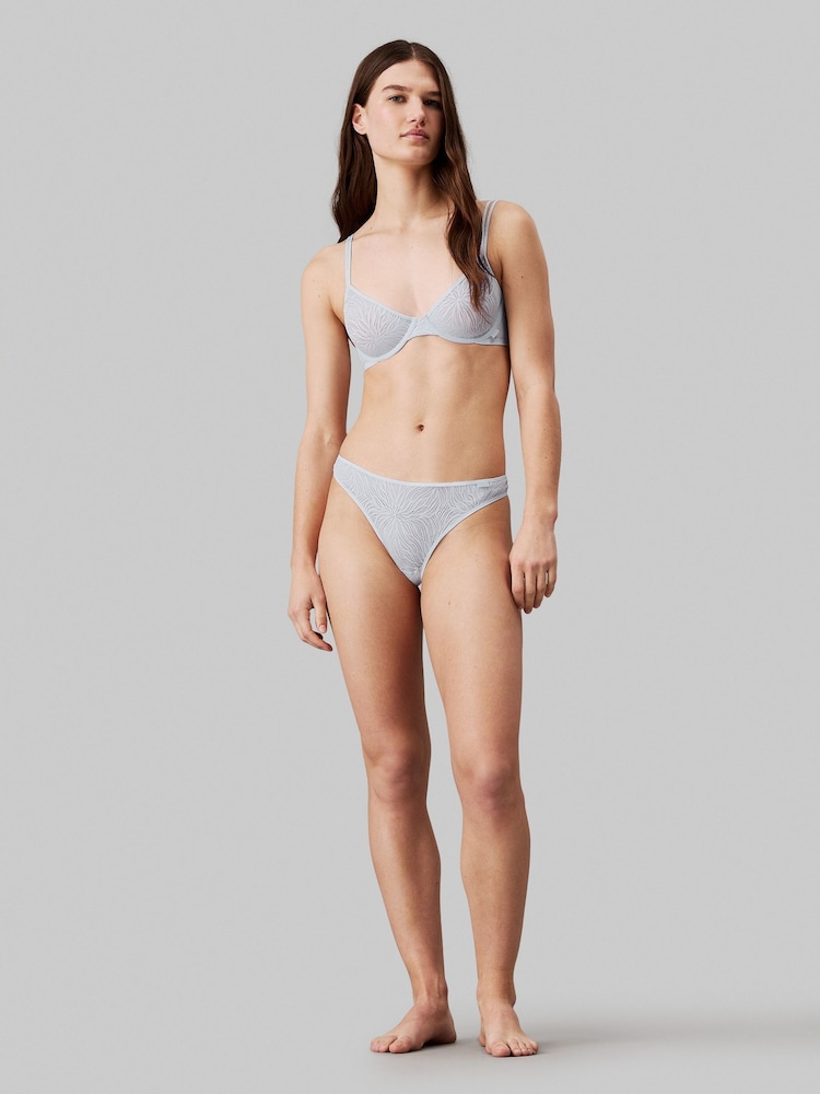 Calvin Klein Grey Sheer Masquisette Thong - Image 2 of 4